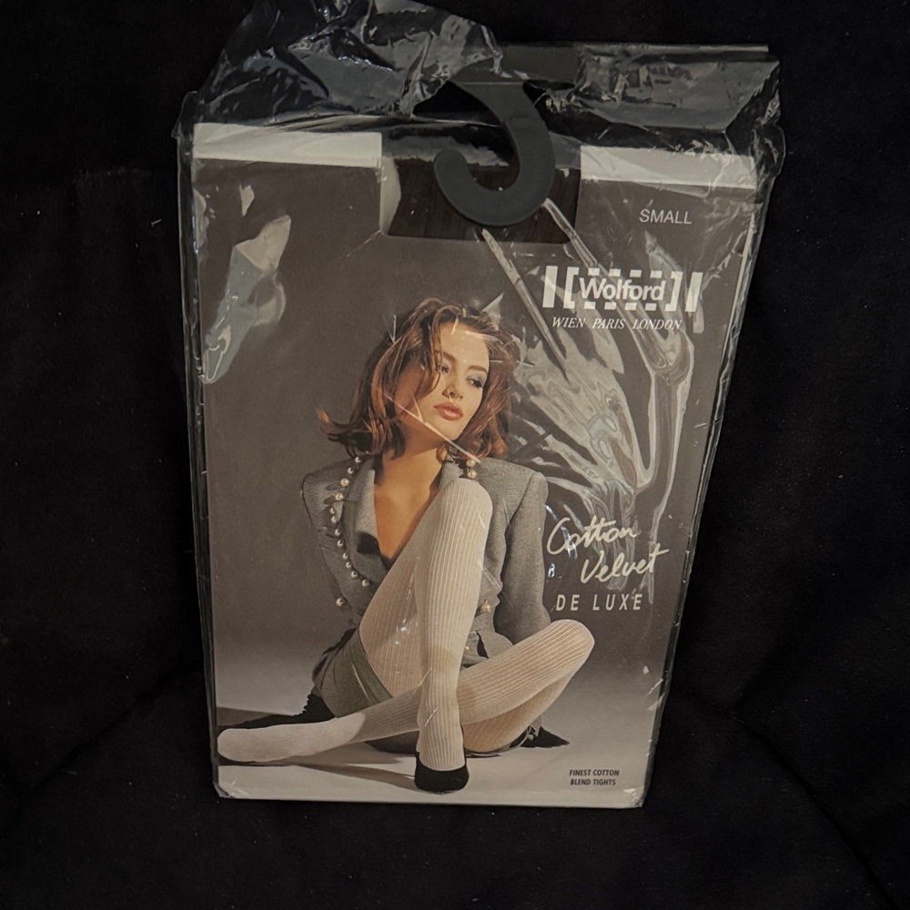 Wolford Cream Ribbed Cotton Velvet Tights. Size small. Colour coca